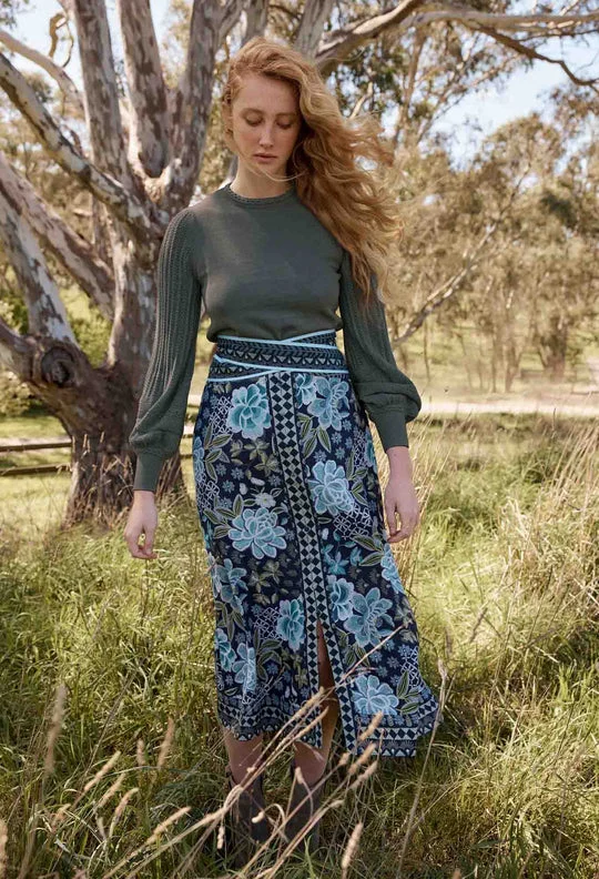 Harper Viscose Dobby Criss Cross Waist Panel Skirt chiffon skirt airy