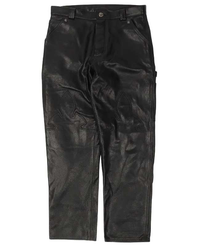 Goat Leather Fleur Knee Carpenter Pants Soft Stretch Pants