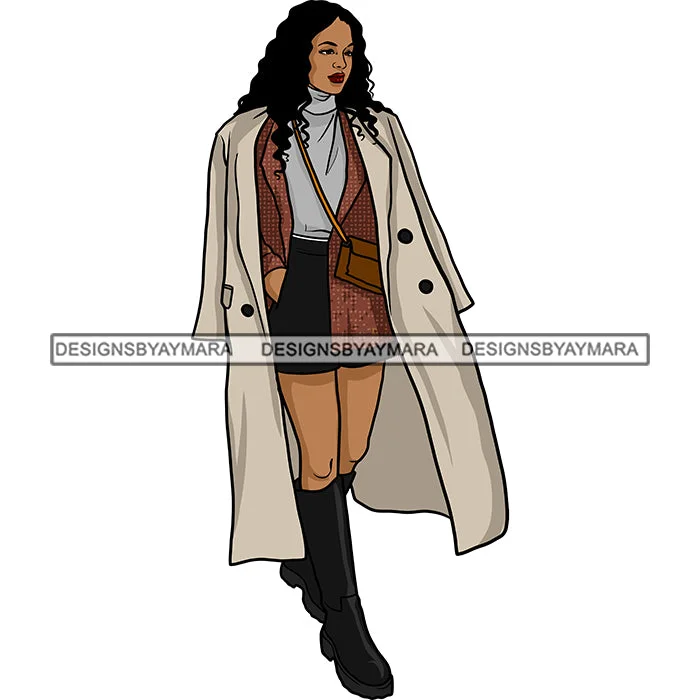 Winter Fall Fashion Woman Model Casual Clothing Outfit Cold Weather Jacket Coat Sweater Autumn SVG JPG PNG Clipart Cricut Silhouette Cut Cutting Mesh Sweater Canvas Denim