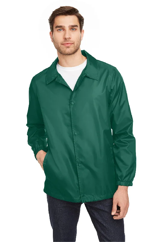 Team 365 Mens Zone Protect Water Resistant Snap Down Coaches Jacket - Forest Green Fleece Jacket Down Jacket Parka Team 365 Mens Zone Protect Water Resistant Snap Down Coaches Jacket - Forest Green Fleece Jacket Down Jacket Parka