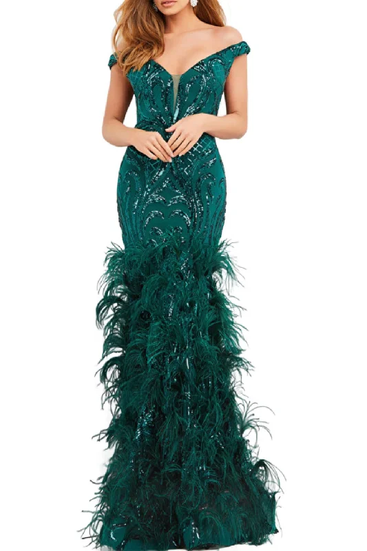 Jovani feather skirt sequin mermaid gown summer skirt style
