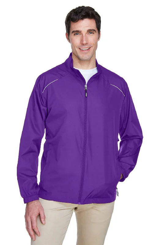 Core 365 Mens Motivate Water Resistant Full Zip Jacket - Campus Purple - Closeout Stand-Up Collar Roll-Neck Collar Turtle Neck