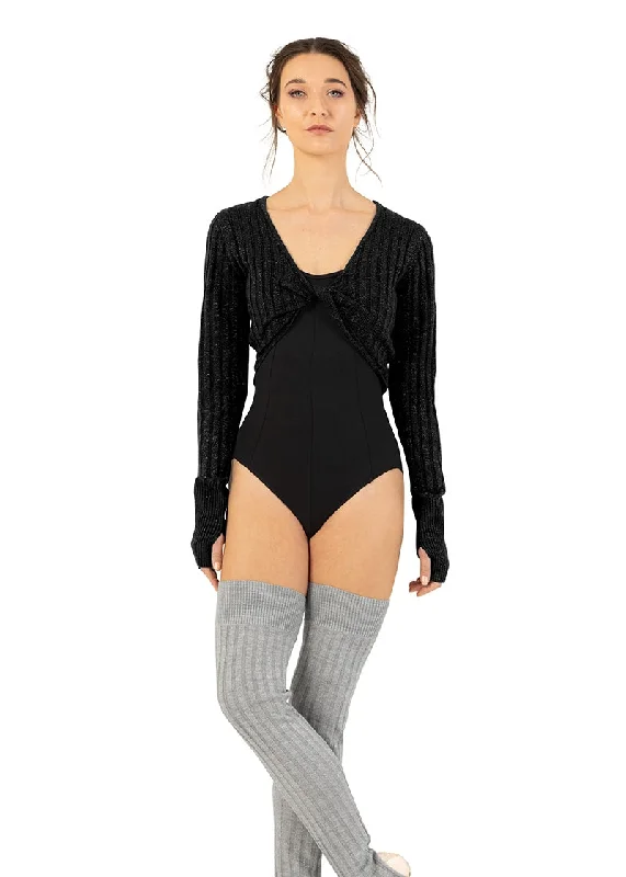ON SALE Sahara Twist Front Sweater (Black) Sequined Glittery Shiny
