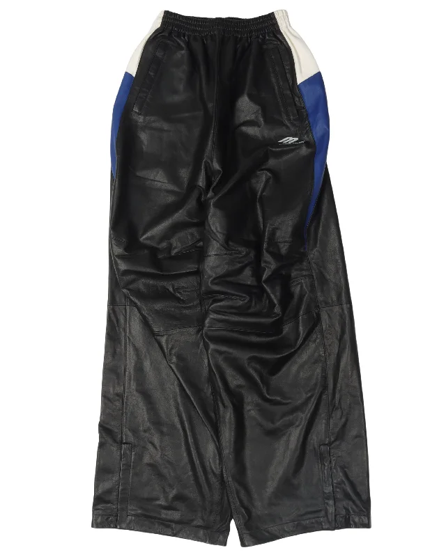 3B Leather Track Pants Classic Flared Pants