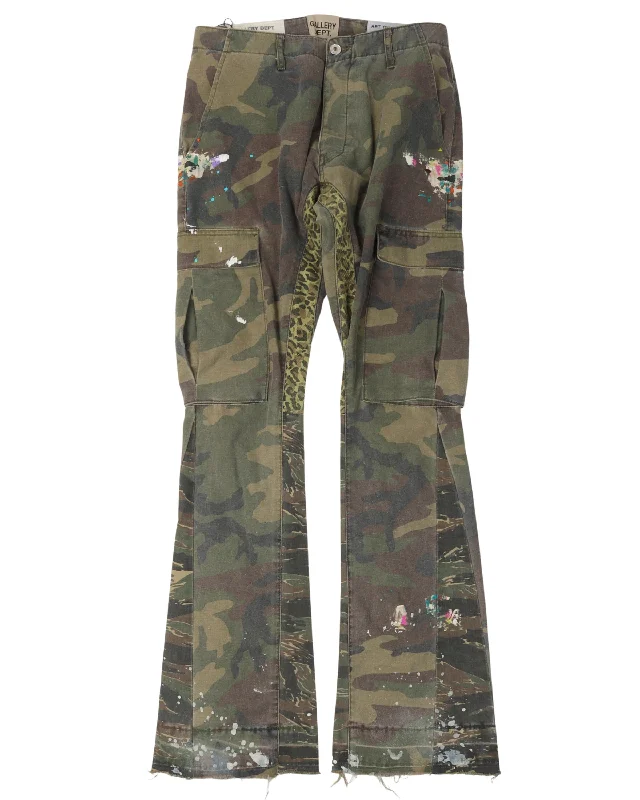 La Flare Camouflage Cargo Pants Formal Linen Trousers