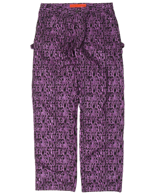 All Over Print Carpenter Pants High-Waist Trousers