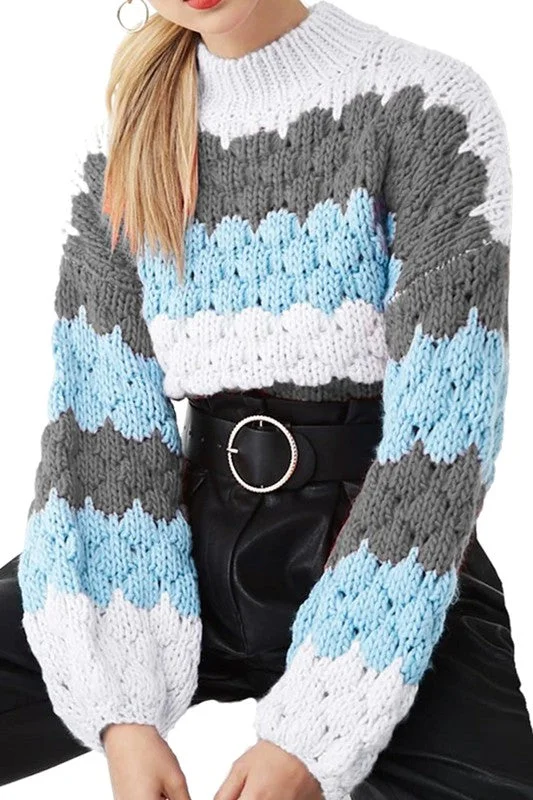 WAVE STRIPE KNITTED SWEATER Terry Terry Cloth Terry Knit