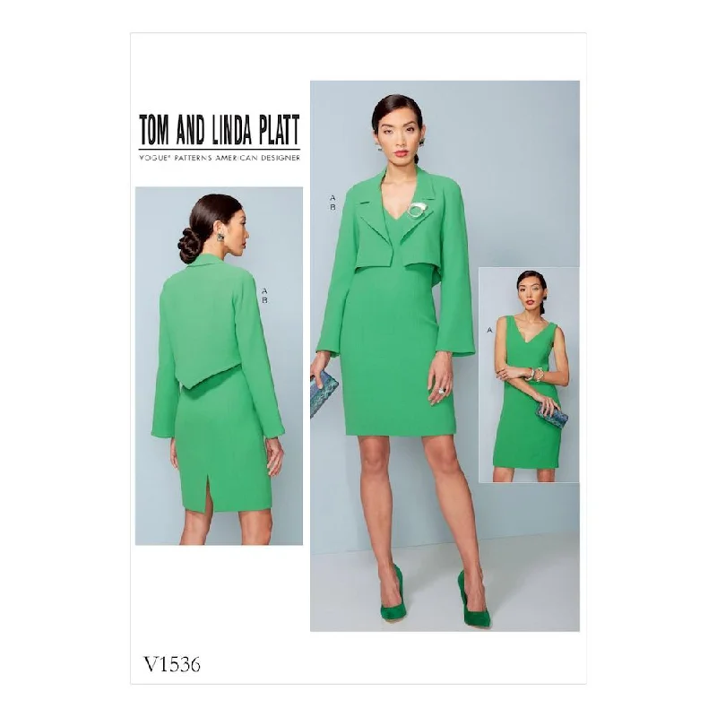 Vogue Pattern V1536 Misses'/Misses' Petite Cropped Jacket and V-Neck, Princess Seam Dress Jacket Blazer Coat Vogue Pattern V1536 Misses'/Misses' Petite Cropped Jacket and V-Neck, Princess Seam Dress Jacket Blazer Coat