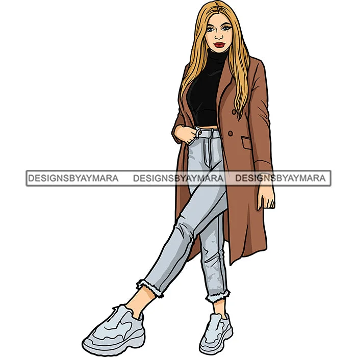 Winter Fall Fashion Woman Model Casual Clothing Outfit Cold Weather Jacket Coat Sweater Autumn SVG JPG PNG Clipart Cricut Silhouette Cut Cutting Casual Formal Business