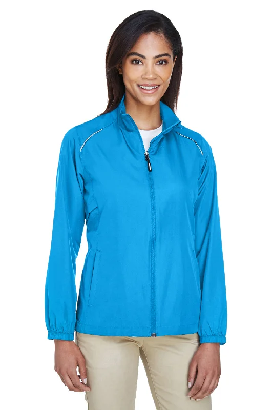 Core 365 Womens Motivate Water Resistant Full Zip Jacket - Electric Blue Stand-Up Collar Roll-Neck Collar Turtle Neck Core 365 Womens Motivate Water Resistant Full Zip Jacket - Electric Blue Stand-Up Collar Roll-Neck Collar Turtle Neck