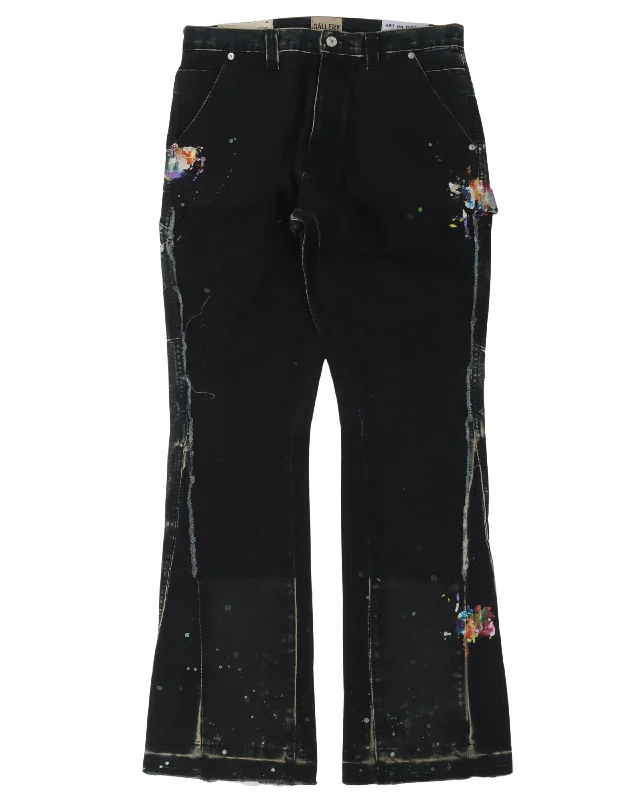 La Flare Double Knee Carpenter Pants Chic Wool Trousers