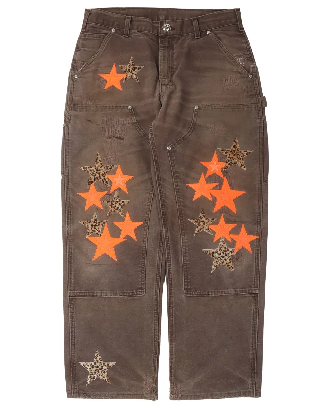 Vegas Exclusive Carhartt Star Patch Double Knee Carpenter Pants Elegant Silk Pants