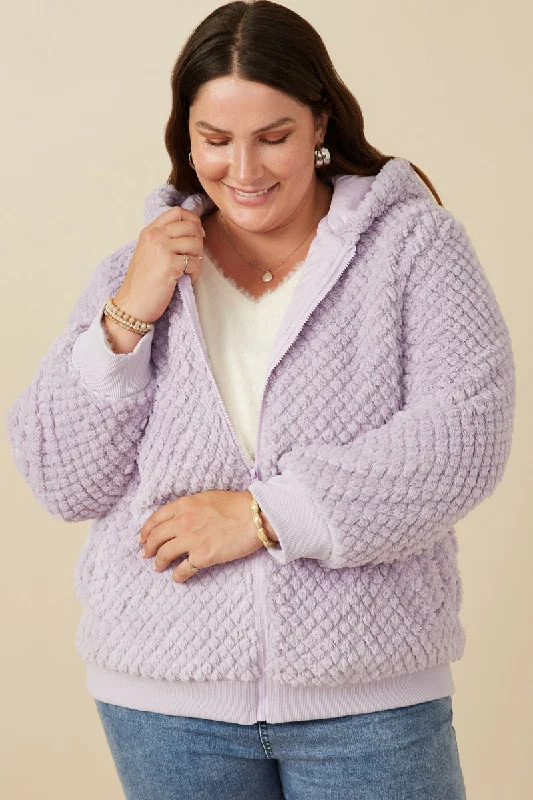 Womens Quilted Plush Hooded Jacket Nylon Jacket Polyester Jacket Spandex Jacket
