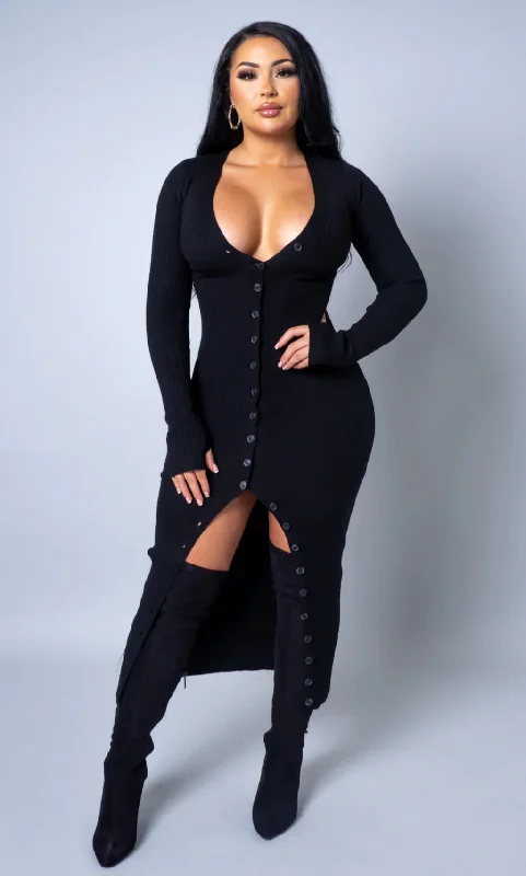 Vero Maxi sweater Welt Pockets Slit Pockets Flap Pockets