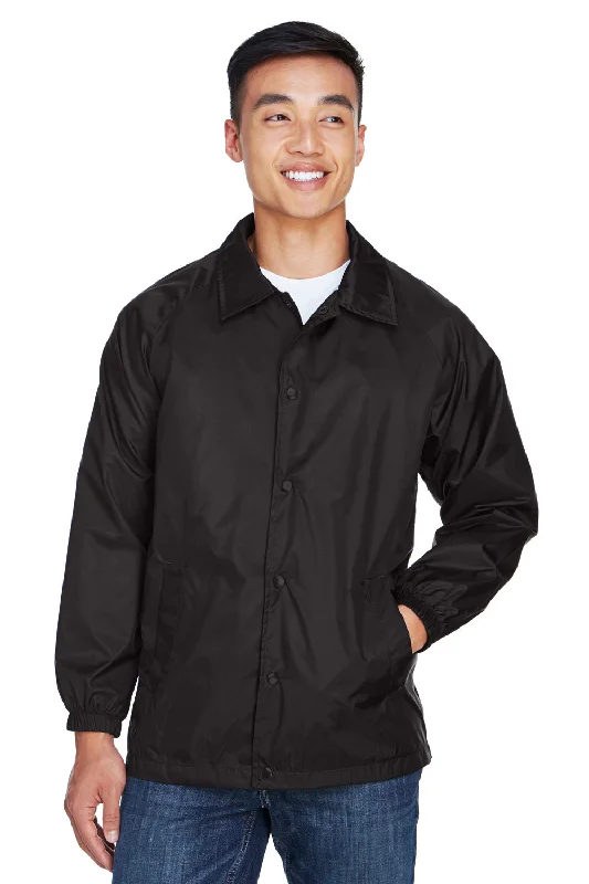 Harriton Mens Wind & Water Resistant Snap Down Staff Jacket - Black Fleece Jacket Down Jacket Parka Harriton Mens Wind & Water Resistant Snap Down Staff Jacket - Black Fleece Jacket Down Jacket Parka