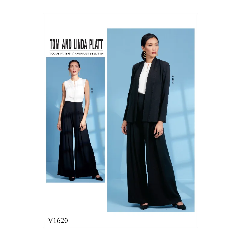 Vogue Pattern V1620 Misses' Jacket, Top and Pants Satin Fabric Silk Fabric Chiffon Fabric Vogue Pattern V1620 Misses' Jacket, Top and Pants Satin Fabric Silk Fabric Chiffon Fabric