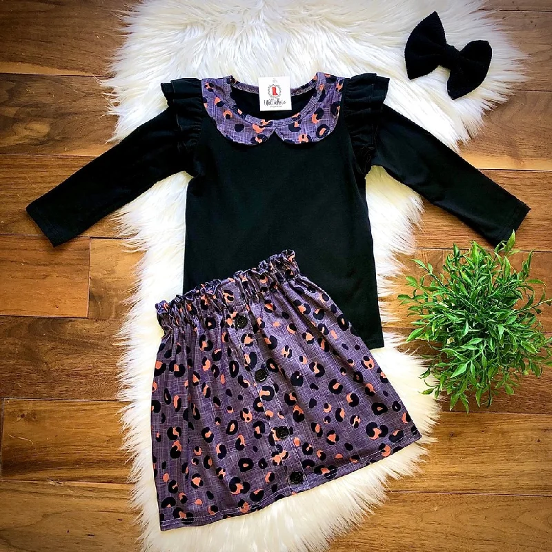 Black & Grey Leopard Skirt Set by Wellie Kate cashmere skirt rich