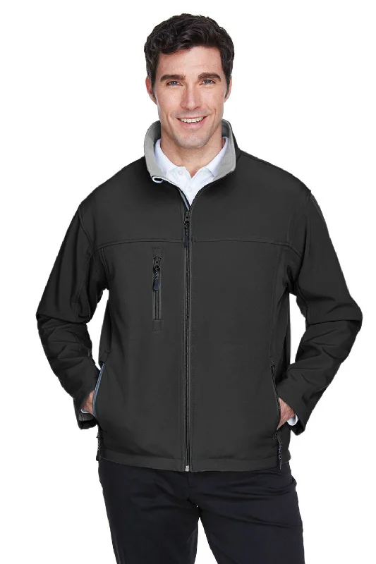 Devon & Jones Mens Wind & Water Resistant Full Zip Jacket - Black Collared Jacket Crew Neck Jacket Turtle Neck Jacket