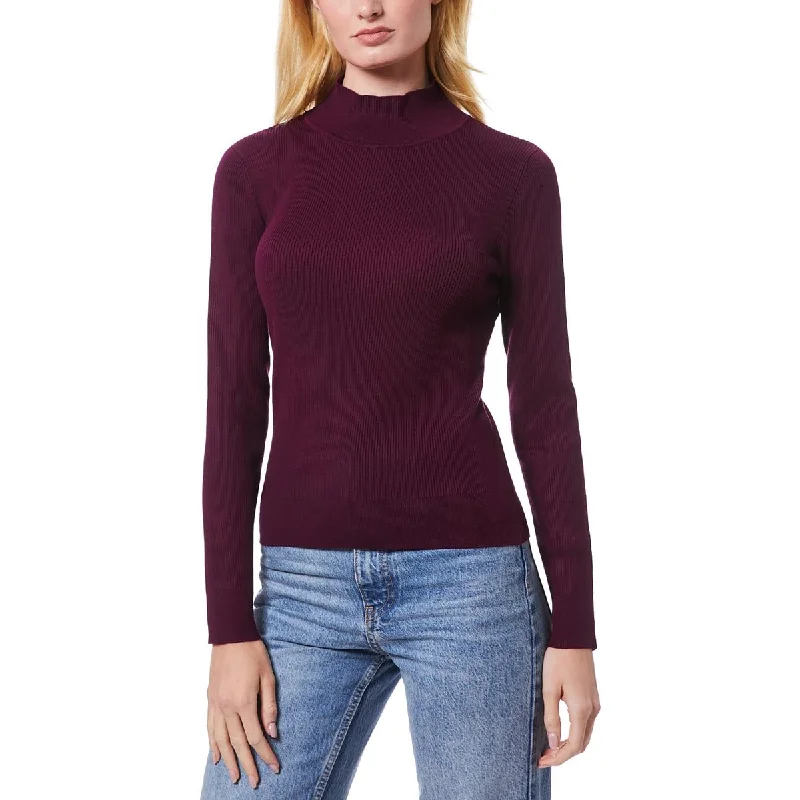 Melissa Paige Womens Solid Rayon Mock Turtleneck Sweater Velvet Chenille Corduroy