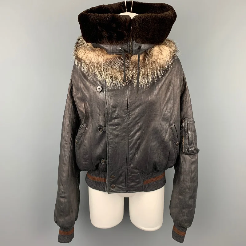 JEAN PAUL GAULTIER Femme Size S Black Leather Sheep Skin Turtleneck Collar Jacket Boat Neck Shawl Collar Notched Collar JEAN PAUL GAULTIER Femme Size S Black Leather Sheep Skin Turtleneck Collar Jacket Boat Neck Shawl Collar Notched Collar
