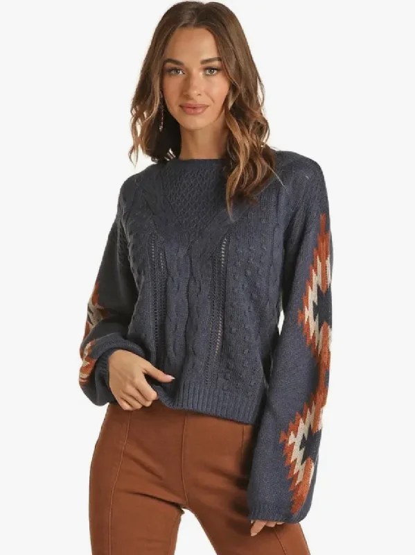 Aztec sleeve Sweater Cable Knit Ribbed Knit Lace Knit