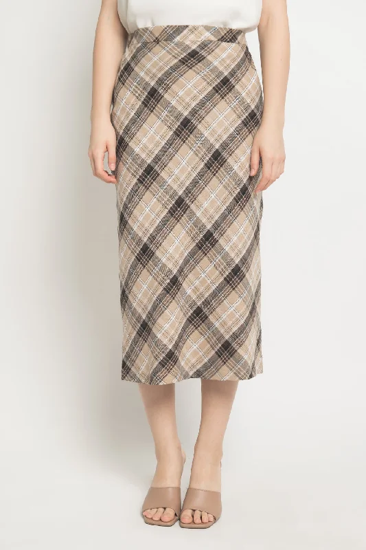 Lexi Midi Skirt in Brown linen skirt natural