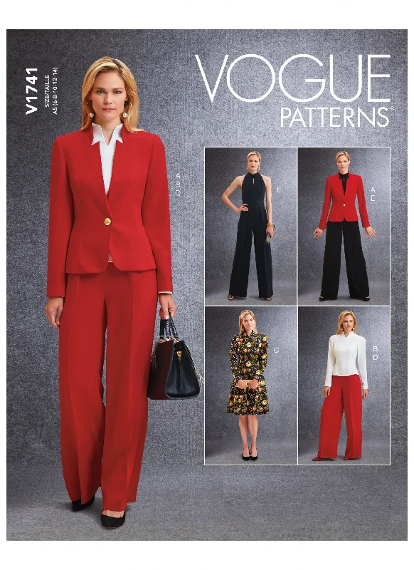 Vogue Pattern V1741 Misses' Jacket, Top, Dress, Pants and Jumpsuit Knit Fabric Woven Fabric Fleece Fabric Vogue Pattern V1741 Misses' Jacket, Top, Dress, Pants and Jumpsuit Knit Fabric Woven Fabric Fleece Fabric