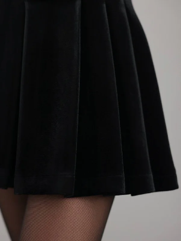Mini Black Velvet Skirt leather skirt modern