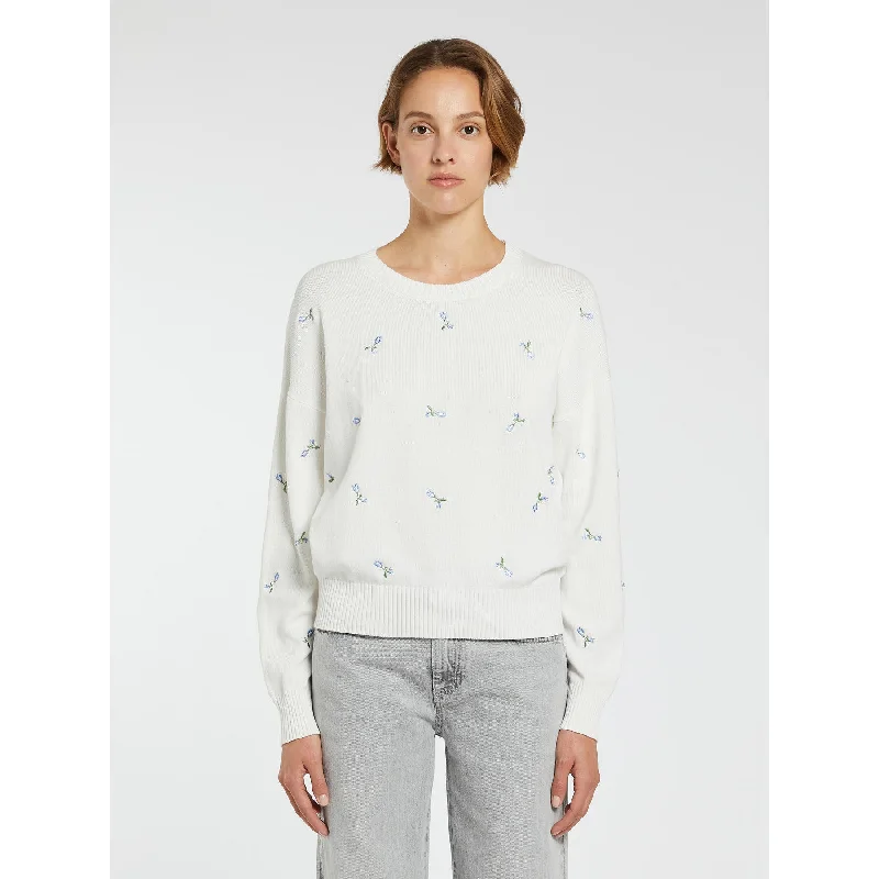 MARELLA White Flower Print Sweater Handmade Hand-knitted Hand-woven