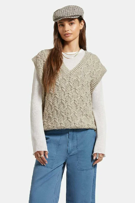Lafayette Oversized Sweater Vest - Marled Beige Fitted Slim Tailored