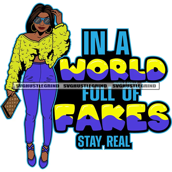 In A World Full Of Fakes Stay Real Quote Gorgeous Melanin Girl Wearing Yellow Dress Sweater Sunglasses Puffy Afro Hairstyle Design Element Holding Bag Afro Girl Standing SVG JPG PNG Vector Clipart Cricut Cutting Files Herringbone Houndstooth Plaid In A World Full Of Fakes Stay Real Quote Gorgeous Melanin Girl Wearing Yellow Dress Sweater Sunglasses Puffy Afro Hairstyle Design Element Holding Bag Afro Girl Standing SVG JPG PNG Vector Clipart Cricut Cutting Files Herringbone Houndstooth Plaid