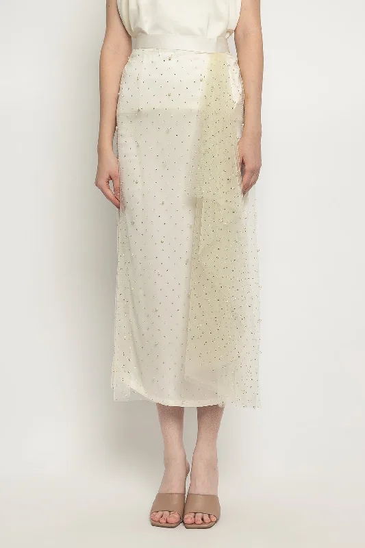 Pearly Skirt in Ivory velvet skirt luxury