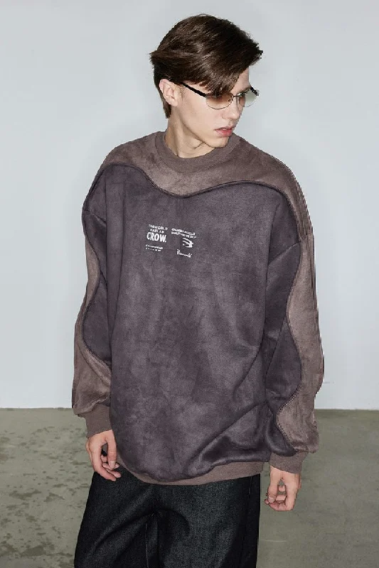 Suede Stitched Sweater Machine Wash Dry Clean Hand Wash