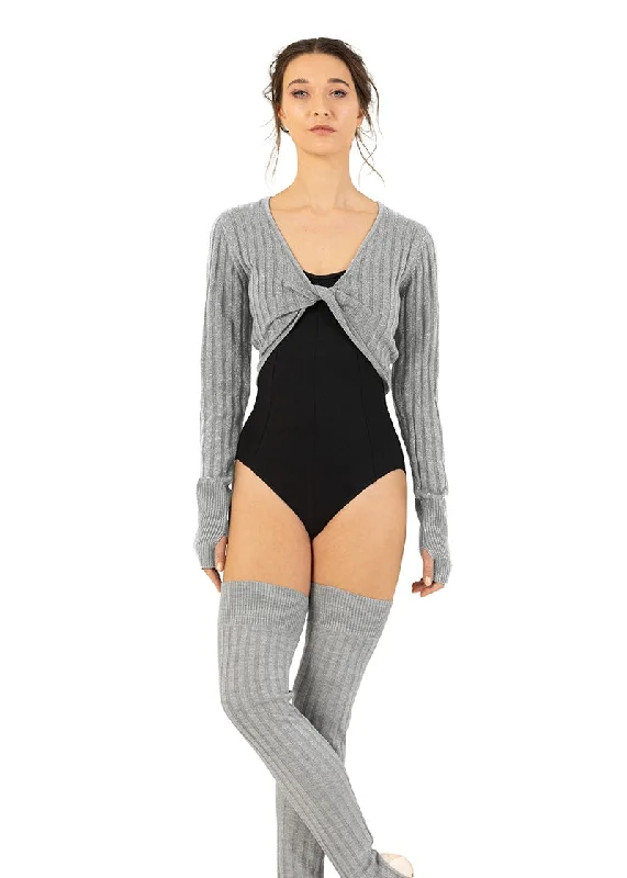ON SALE Sahara Twist Front Sweater (Grey Marle) Ribbed Striped Patterned