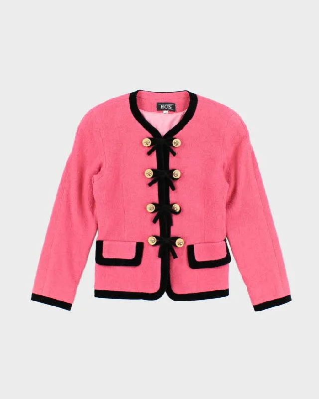 Vintage 80s Ho's Pink Bow Jacket - S Zip Front Button Front Snap Front