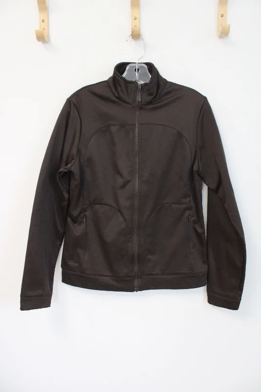 Tehama Brown Fleece Lined Zip Up Jacket | S Satin Jacket Silk Jacket Chiffon Jacket
