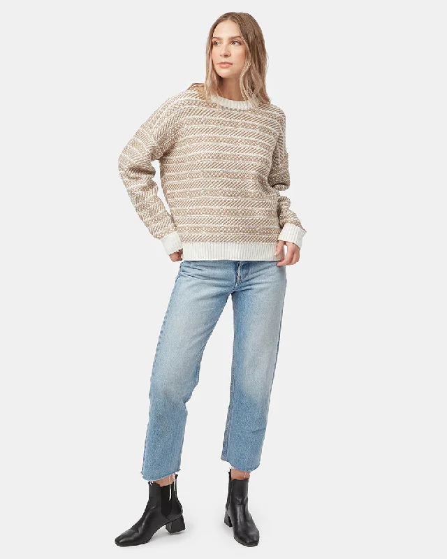 Highline Intarsia Crew Sweater Oversized Loose Flowy