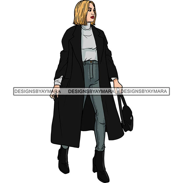 Winter Fall Fashion Woman Model Casual Clothing Outfit Cold Weather Jacket Coat Sweater Autumn SVG JPG PNG Clipart Cricut Silhouette Cut Cutting Wool Sweater Cotton Sweater Cashmere Sweater