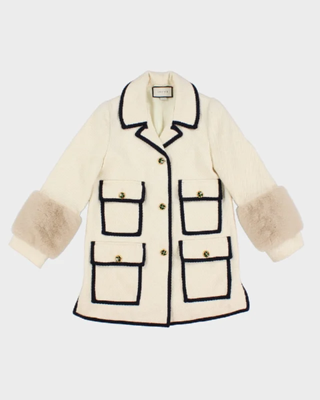 Gucci Classic Cream Jacket/ Coat - S Zippered Jacket Buttoned Jacket Snapped Jacket Gucci Classic Cream Jacket/ Coat - S Zippered Jacket Buttoned Jacket Snapped Jacket