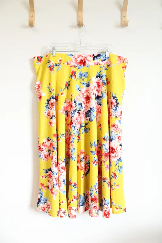 White Mark Yellow Floral Knit Skirt | 3XL silk skirt smooth