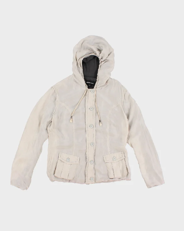 Vintage 00s Emporio Armani Beige Silk Hooded Jacket - M/L Satin Jacket Silk Jacket Chiffon Jacket Vintage 00s Emporio Armani Beige Silk Hooded Jacket - M/L Satin Jacket Silk Jacket Chiffon Jacket