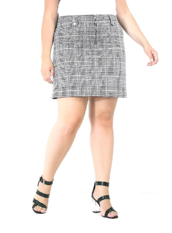 PLUS SIZE PRINCE OF WALES CHECK ZIP UP SKIRT athletic skirt fit