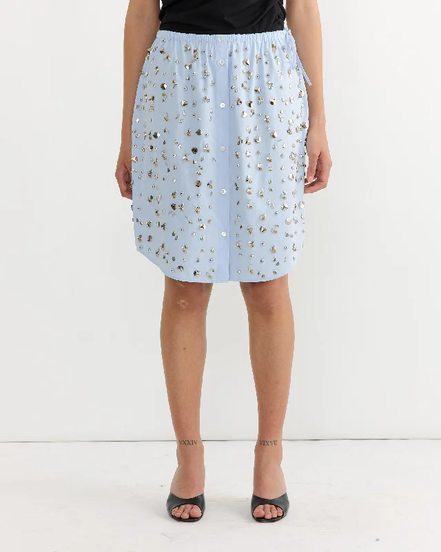 Embelished Poplin Skirt in Light Blue lace skirt feminine
