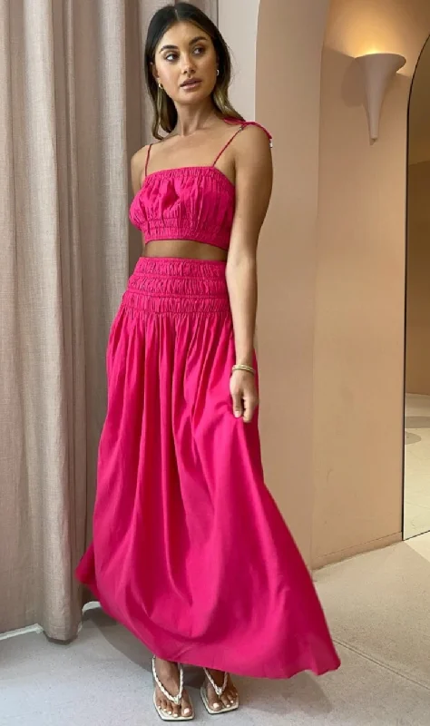 STEELE Ginger Crop & Cruise Skirt - Fuchsia spandex blend skirt