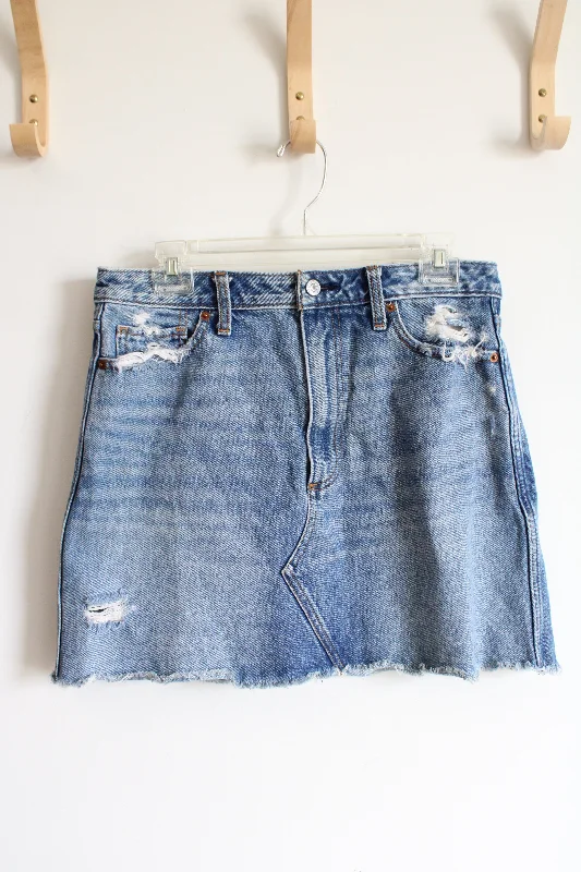 Abercrombie & Fitch Denim Natural Rise Ripped Skirt | 30/10 slim fit skirt