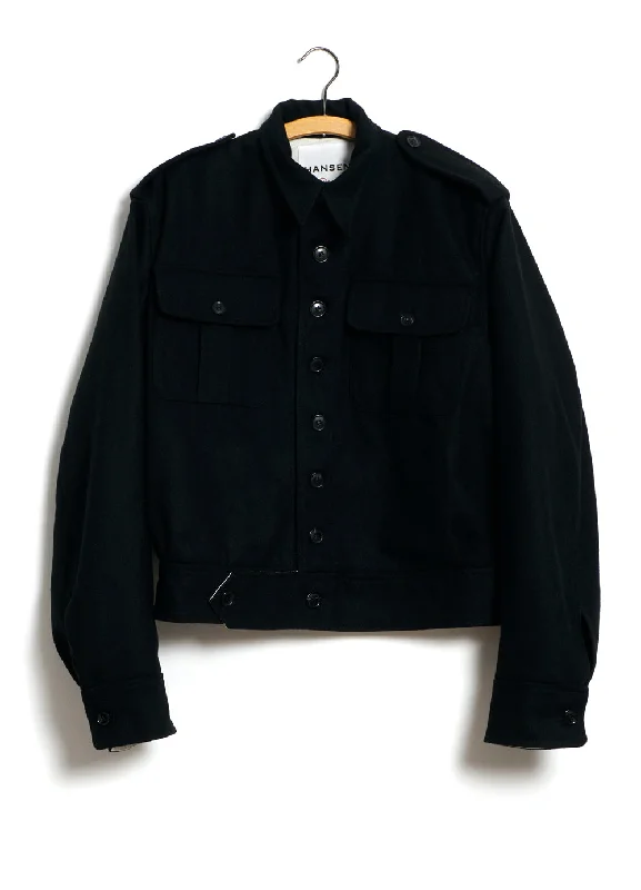 SANDER 28-30-2 | Short Utility Jacket | Black Wool Denim Jacket Leather Jacket Suede Jacket SANDER 28-30-2 | Short Utility Jacket | Black Wool Denim Jacket Leather Jacket Suede Jacket
