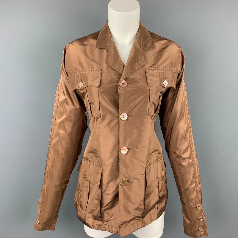JEAN PAUL GAULTIER Reedition 1986 Size 6 Copper Silk Jacket Wool Jacket Cashmere Jacket Tweed Jacket JEAN PAUL GAULTIER Reedition 1986 Size 6 Copper Silk Jacket Wool Jacket Cashmere Jacket Tweed Jacket