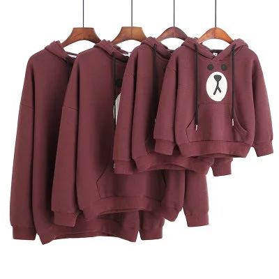 Family Matching Thick Hooded Sweater Bear Face Cotton Fabric Linen Fabric Terry Fabric Family Matching Thick Hooded Sweater Bear Face Cotton Fabric Linen Fabric Terry Fabric