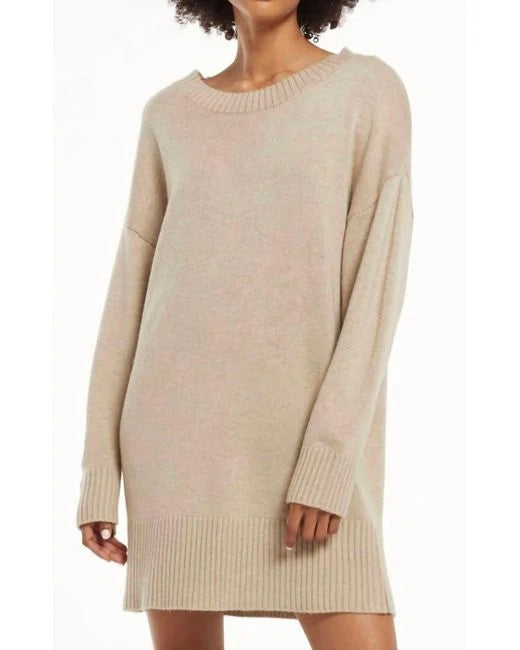 ZW213222 Balwin Sweater Dress-oatmeal : sm Polka Dot Checkered Tartan