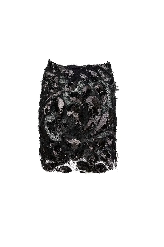 Ryn Black Mini Skirt pleated skirt texture